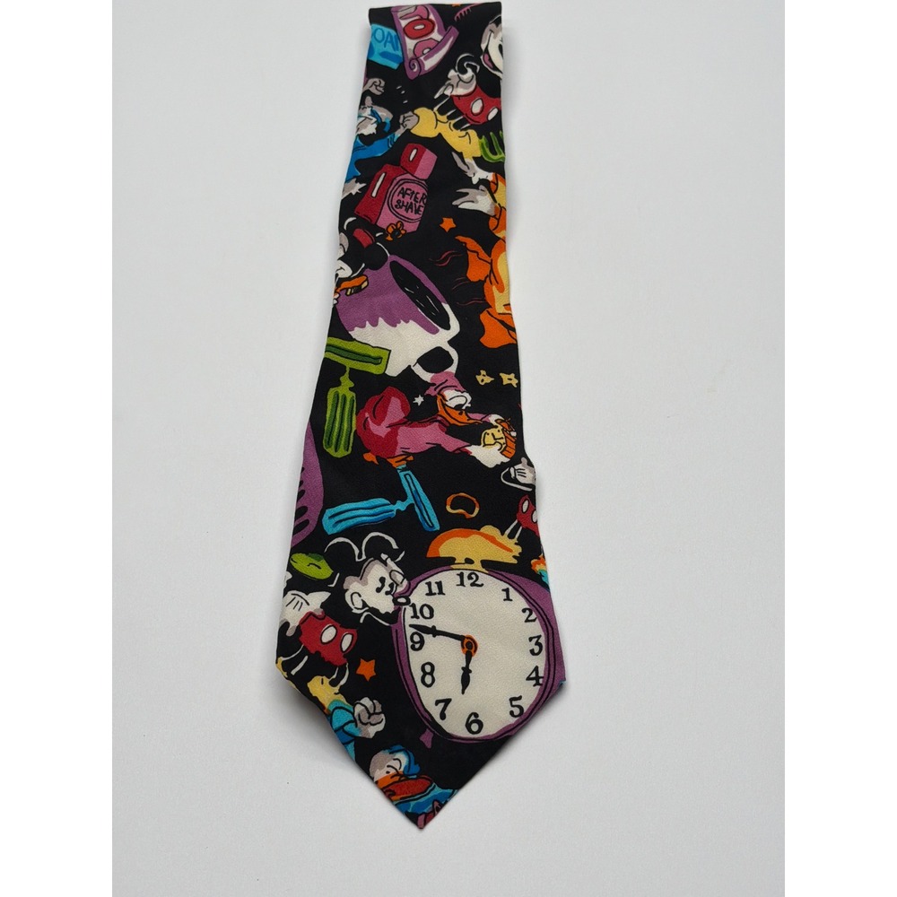 Vintage Balancine Disney The Works Mickey Mouse‎ Donald Duck Silk Tie Black